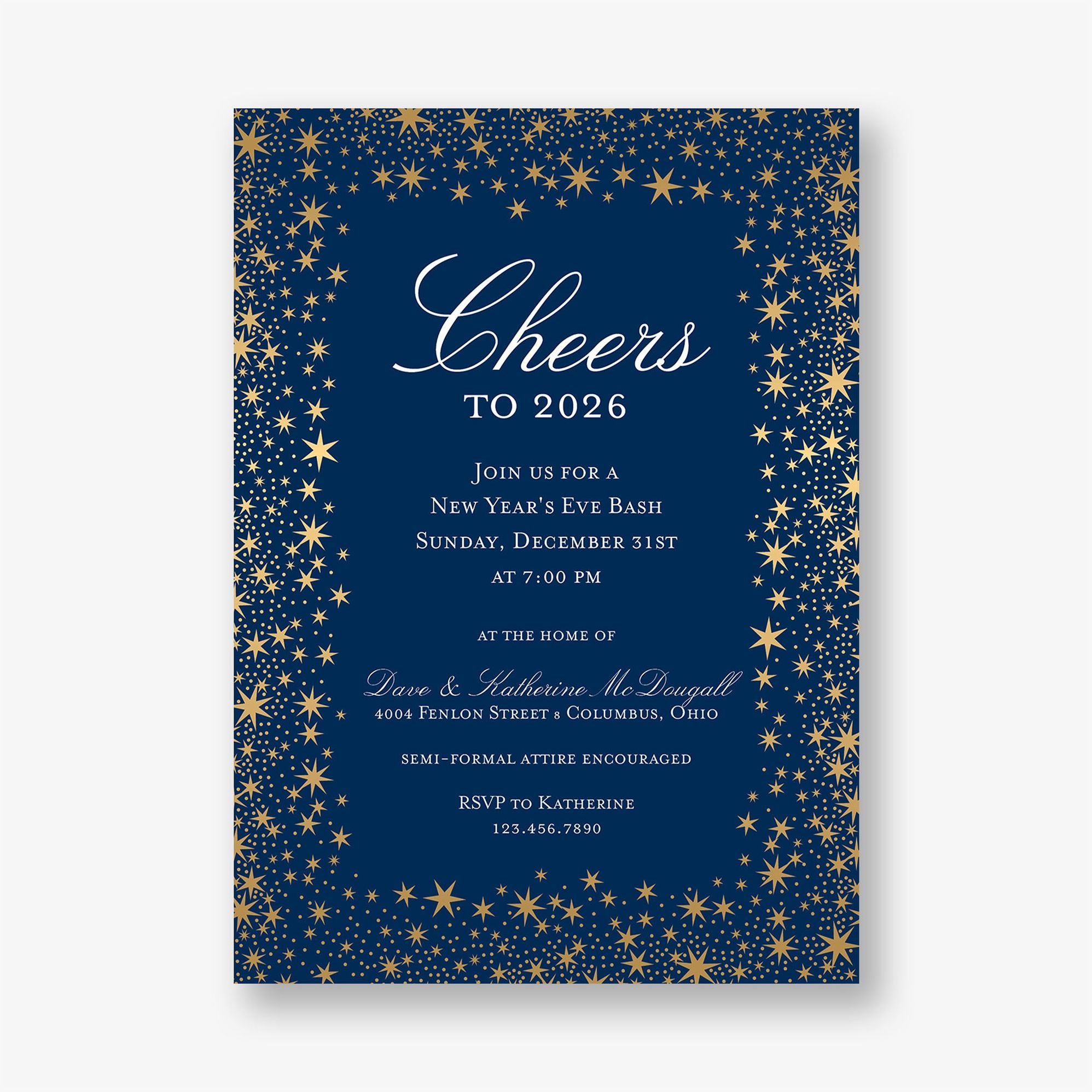 Star Border Foil Party Invitation