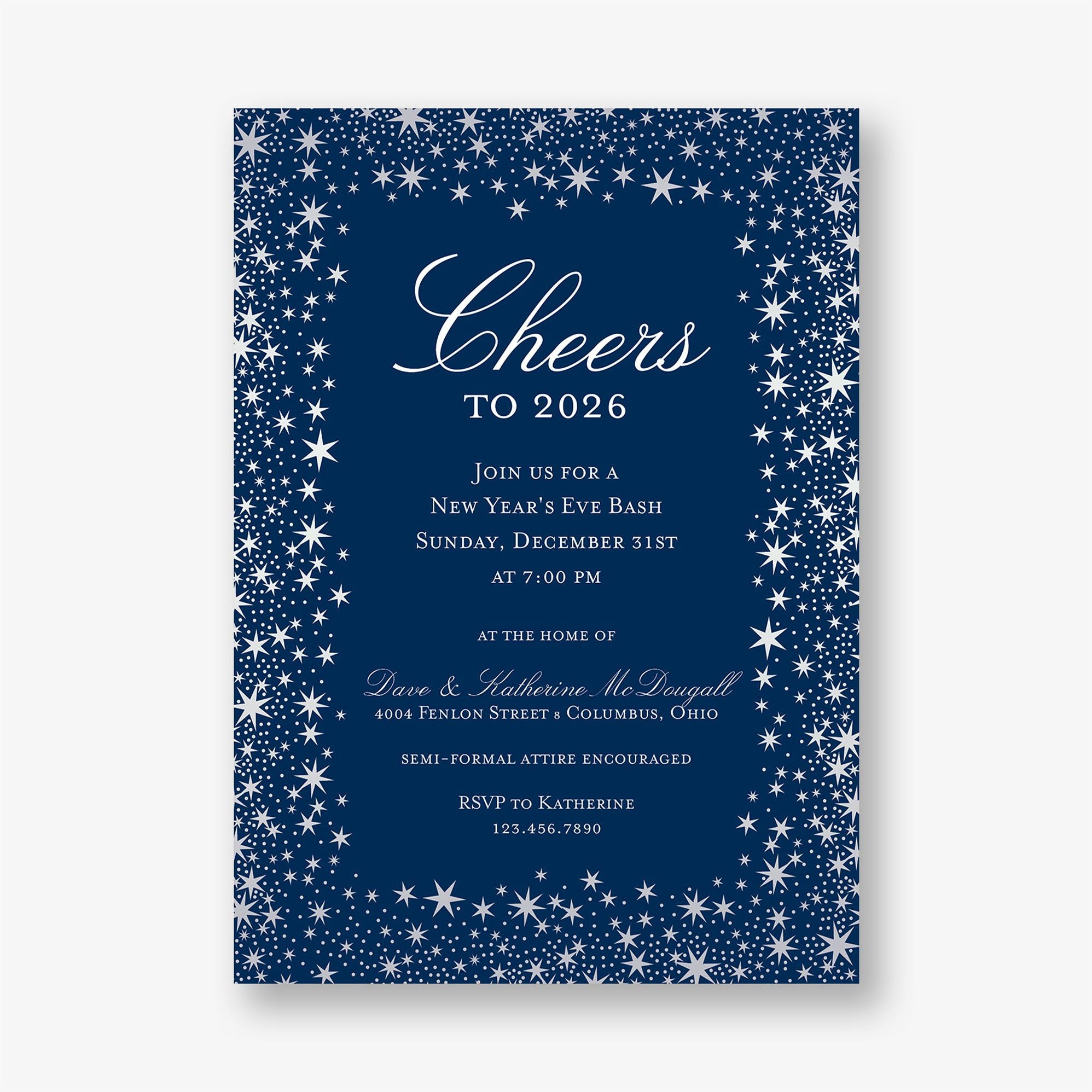 Star Border Foil Party Invitation