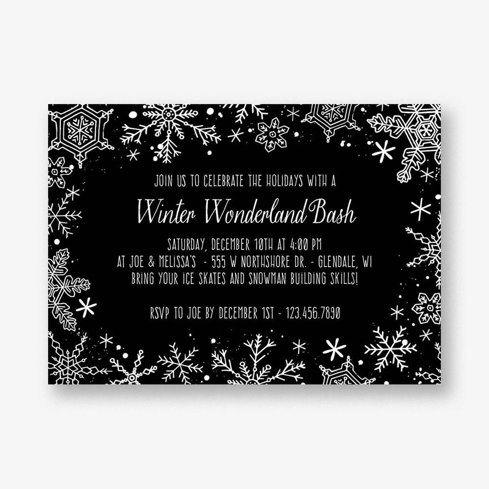 Snowflake Splatter Holiday Party Invitation