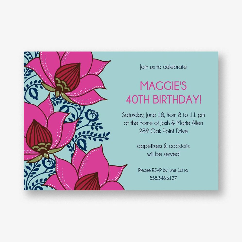 Lotus Flower Party Invitation