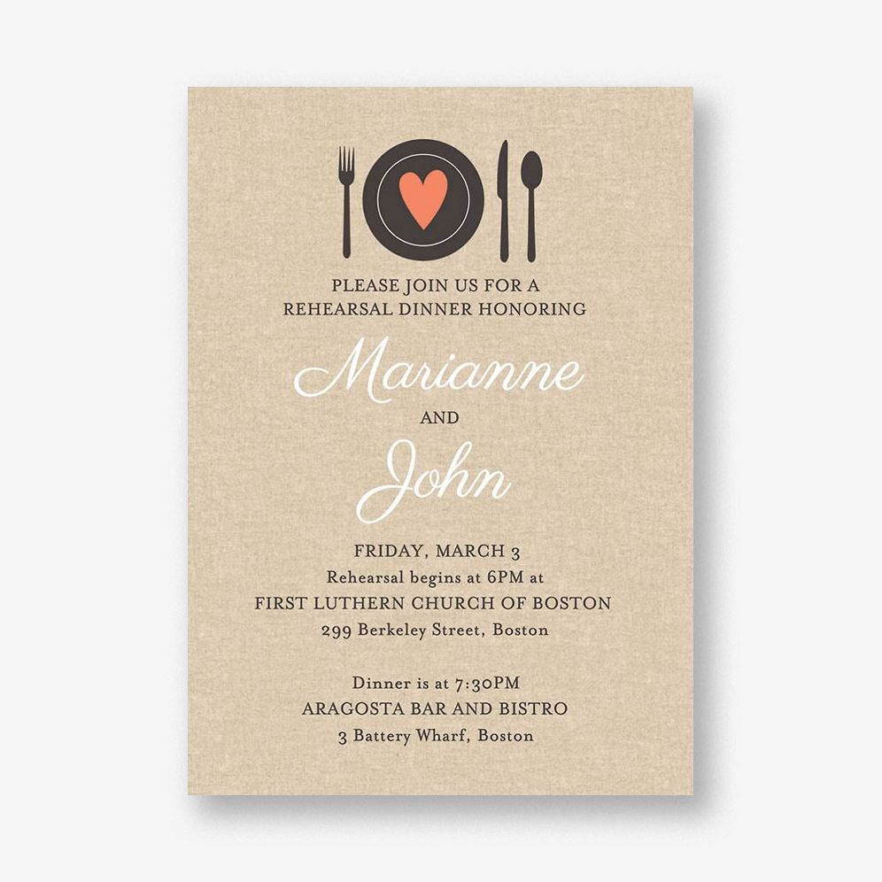 Heart Setting Rehearsal Dinner Invitation