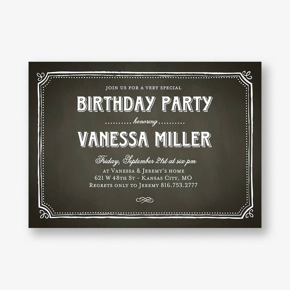Chalk Border Birthday Party Invitation