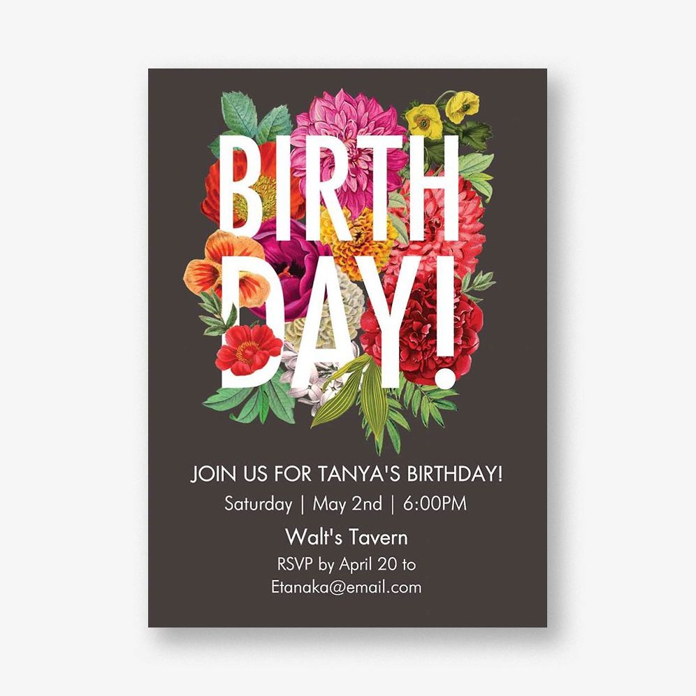 Floral Type Birthday Party Invitation