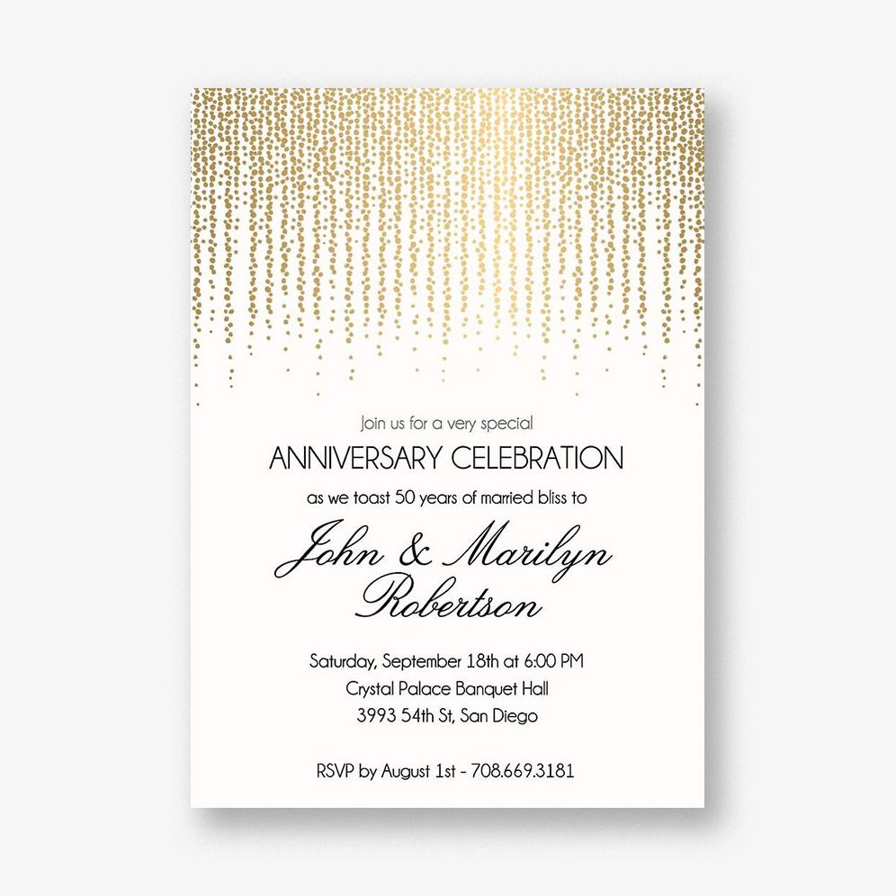 Foil Stamped Chandelier Anniversary Party Invitation