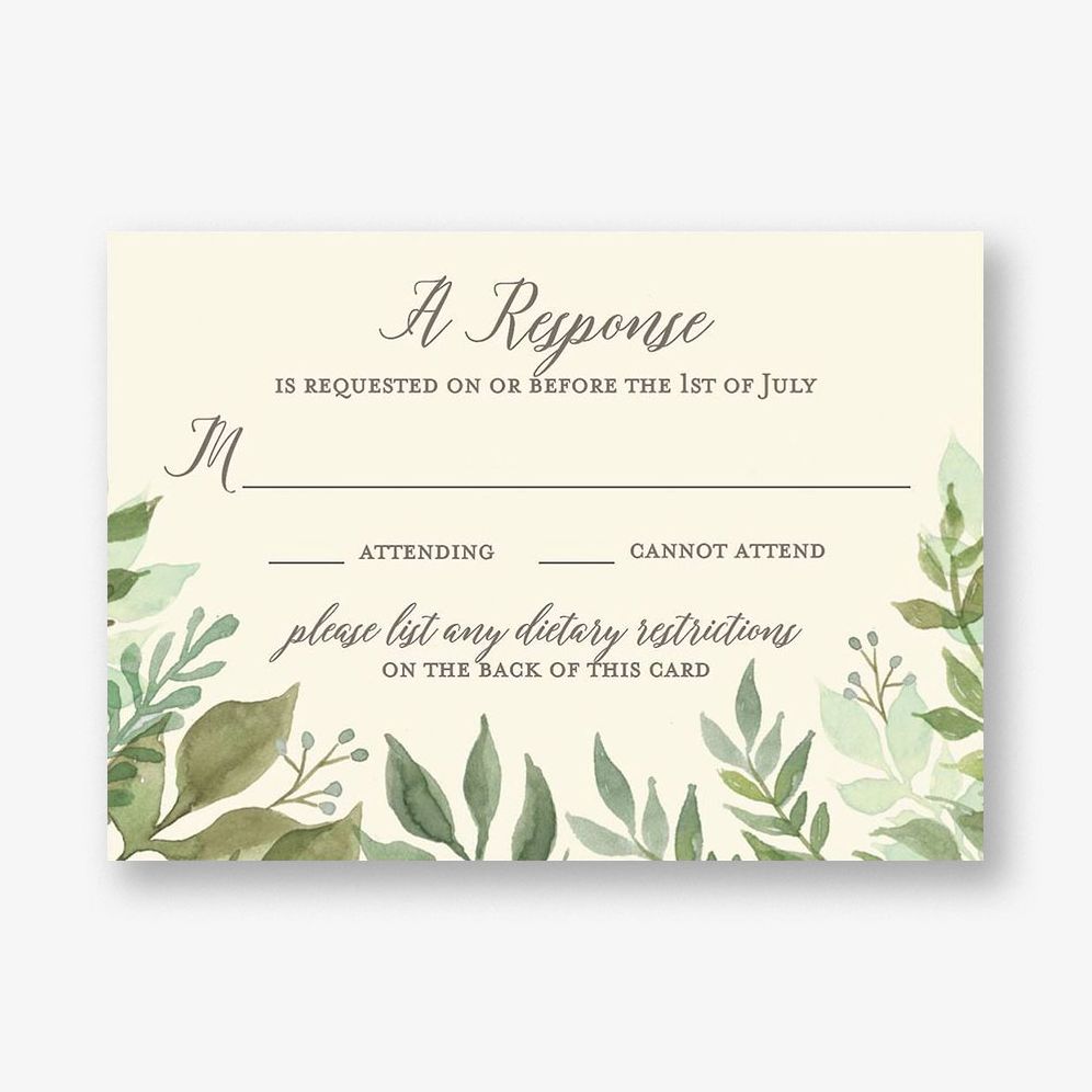 Watercolor Garden Wedding Response Card