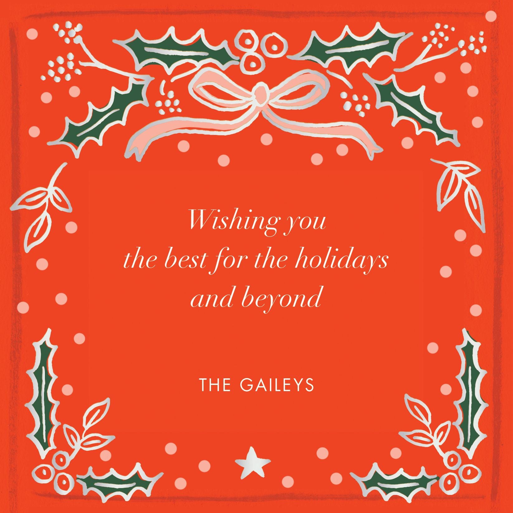 Holly Christmas Holiday Card