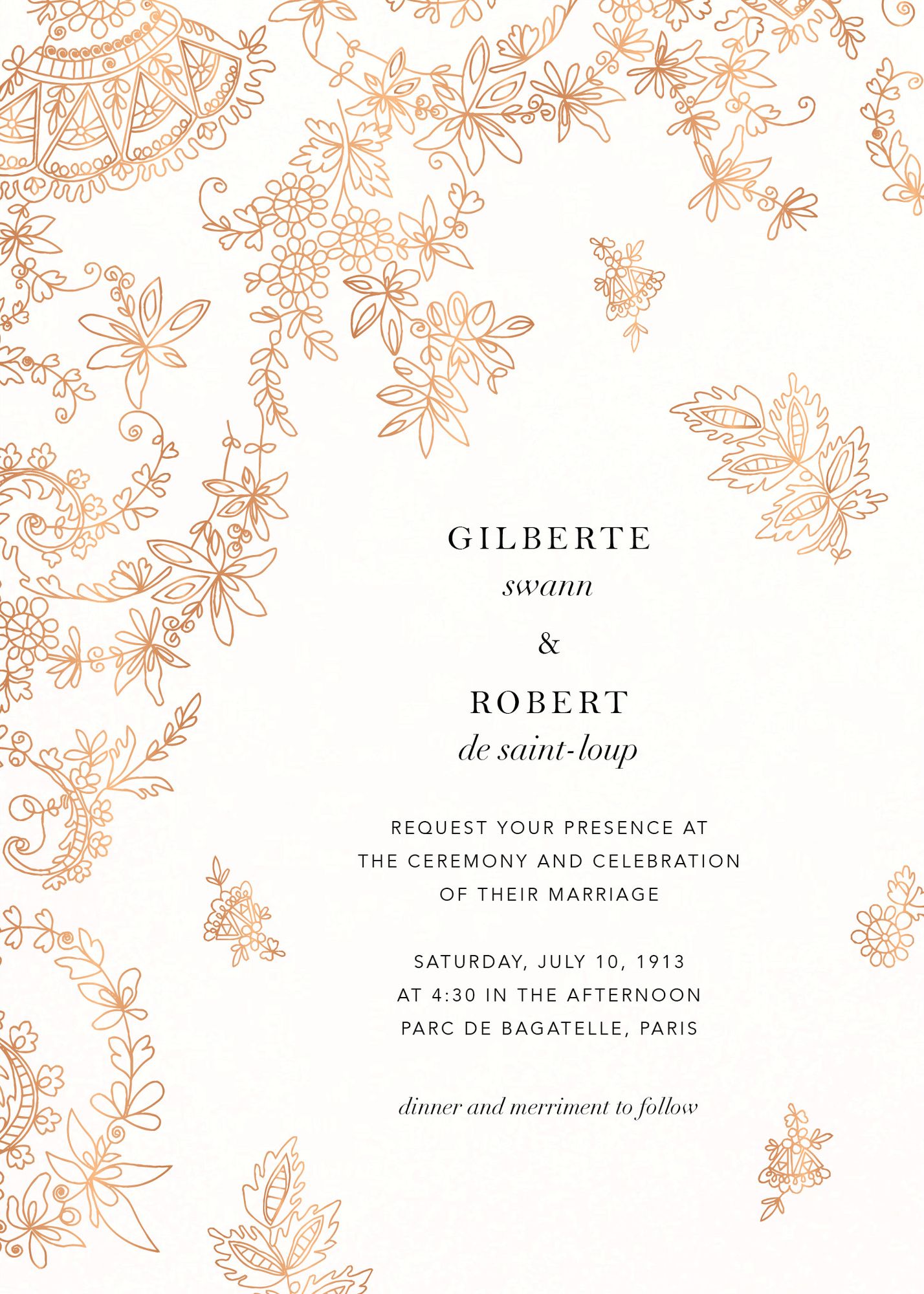 Floral Filigree Wedding Invitation