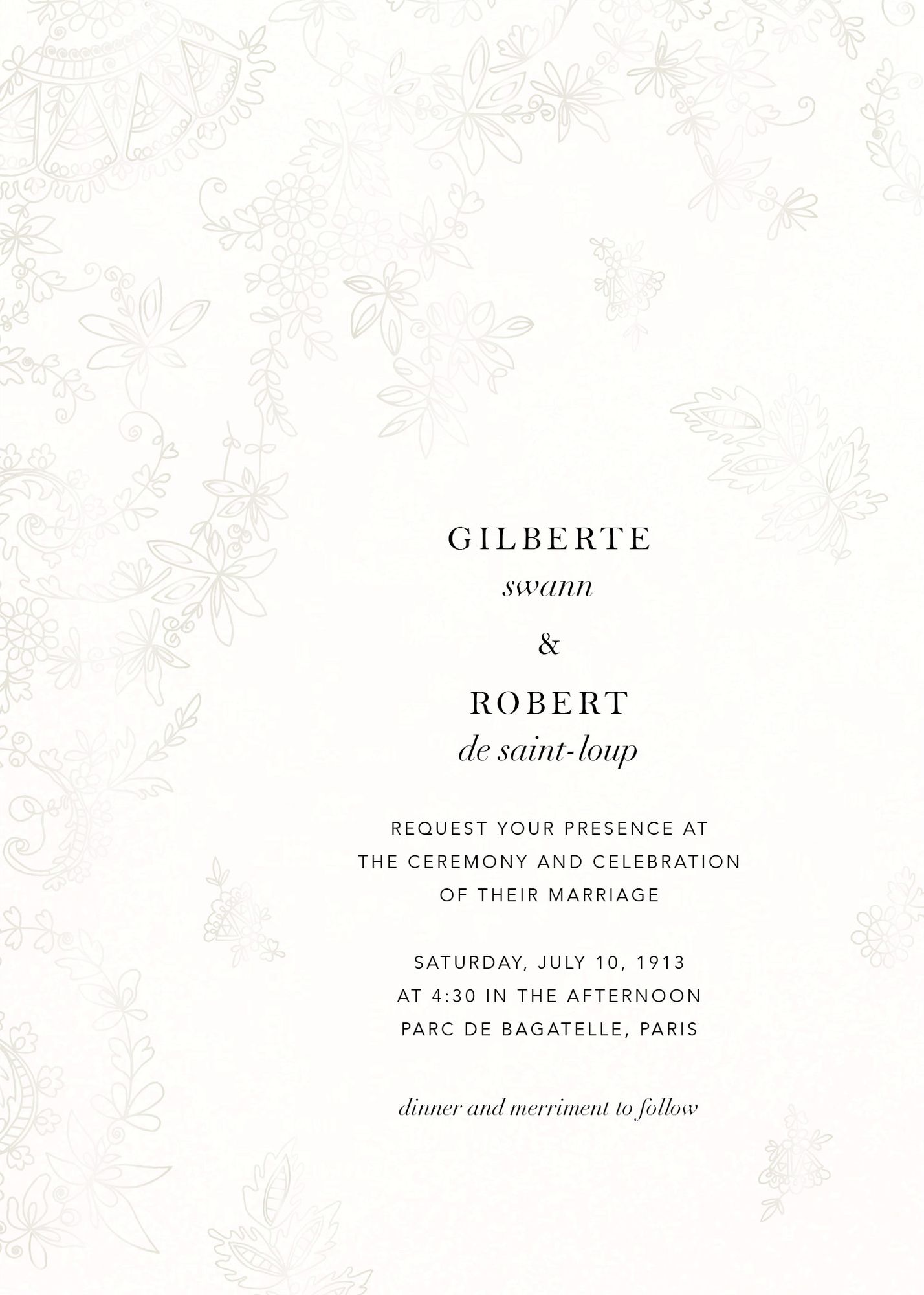 Floral Filigree Wedding Invitation