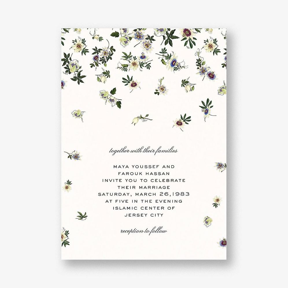 Passiflora Caerulea Cream Wedding Invitation