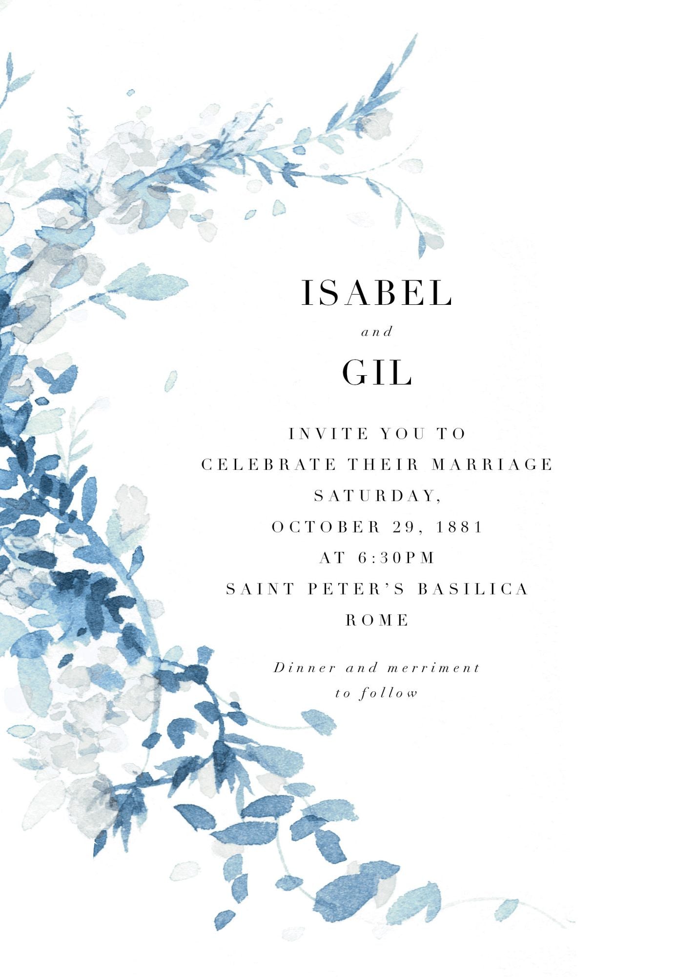 Watercolor Garland Wedding Invitation