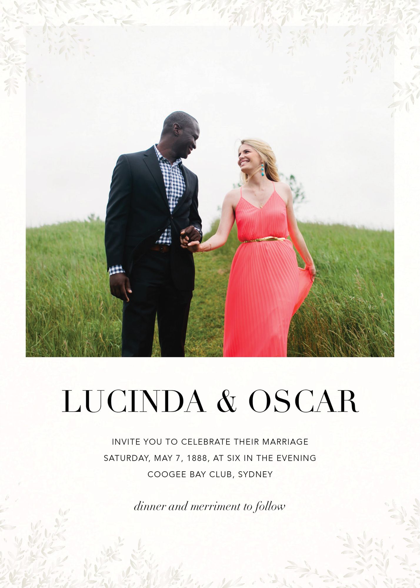 Leaves of Gold Photo Wedding Invitation
