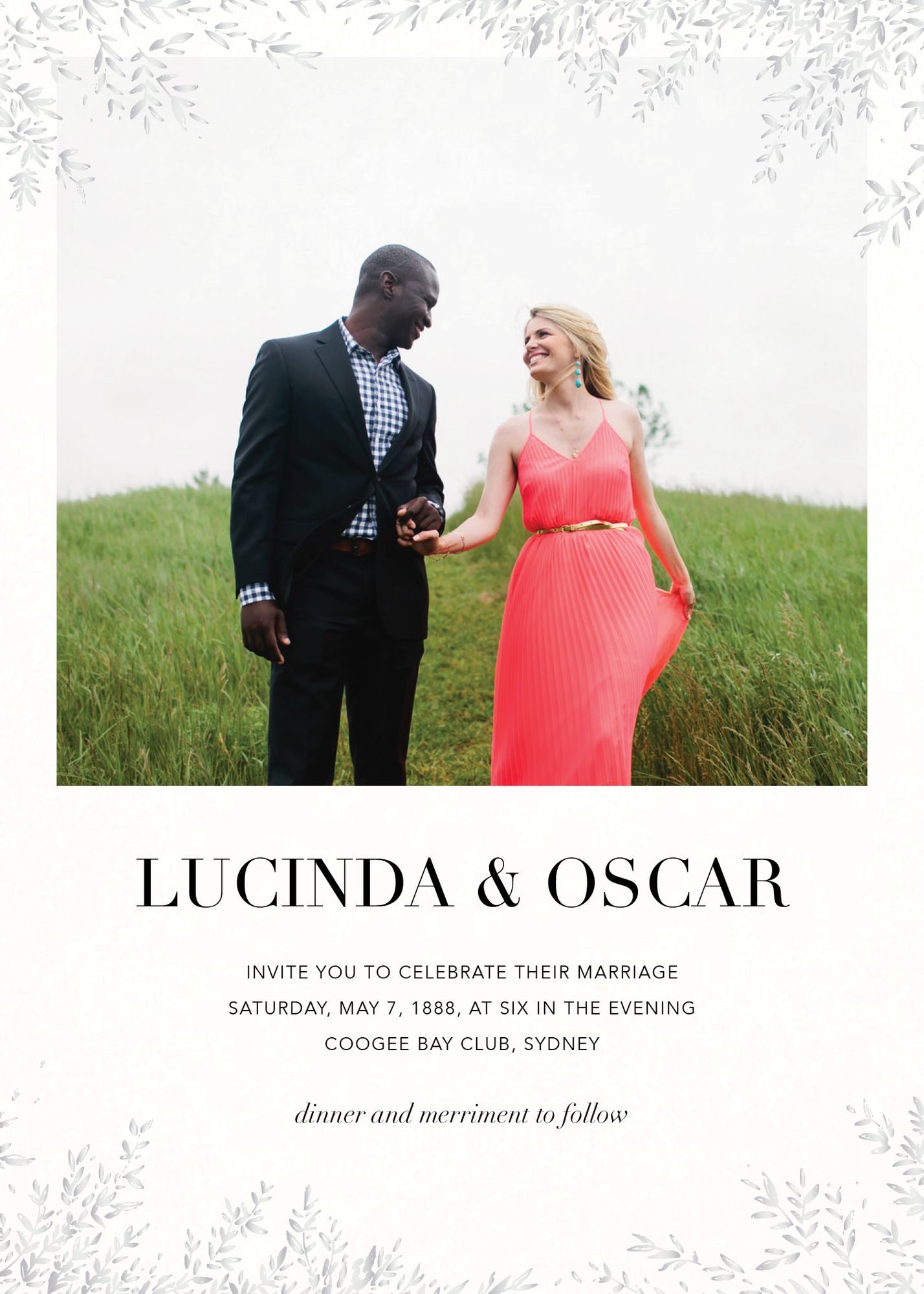 Leaves of Gold Photo Wedding Invitation