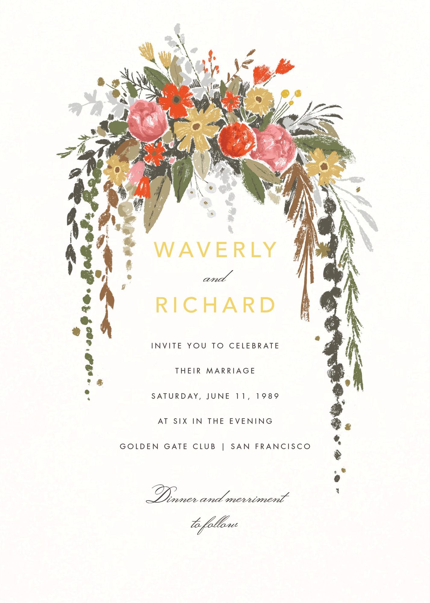 Dripping Floral Wedding Invitation