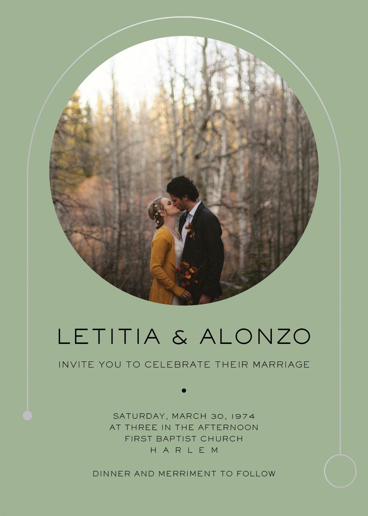 Destiny Photo Green Wedding Invitation
