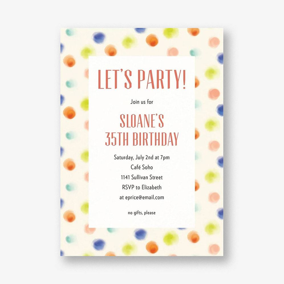 Painted Dots Party Invitation