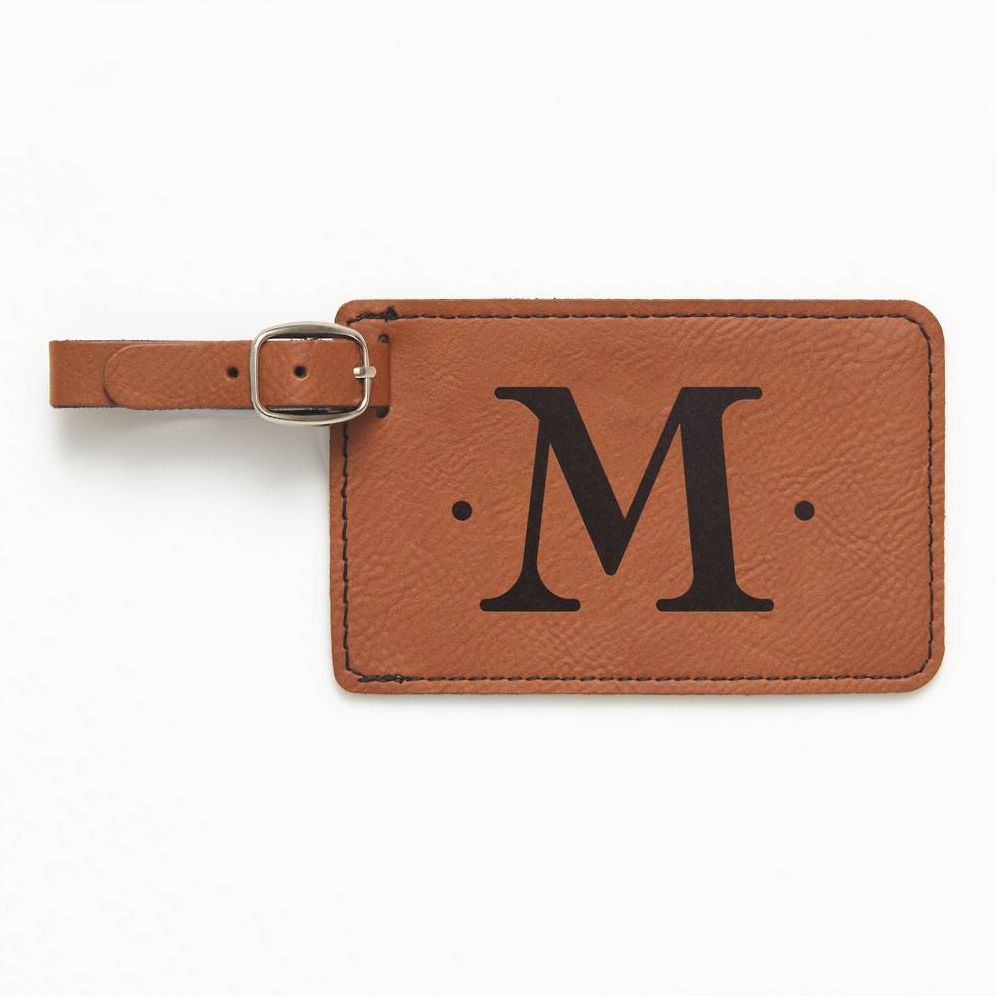 Single Initial Monogram Brown Luggage Tag