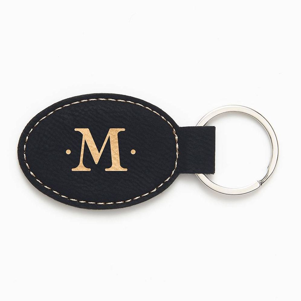 Single Initial Monogram Black Key Fob