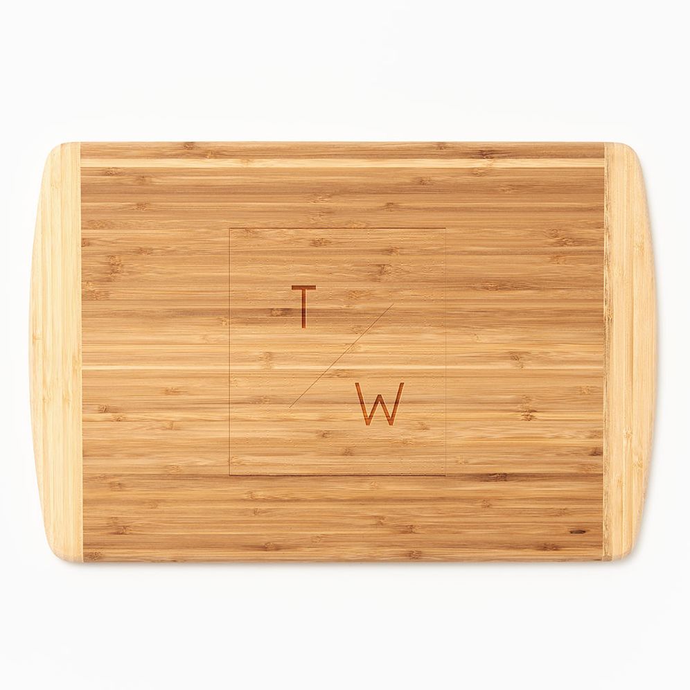 Stacked Monogram Two-Tone Cutting Board