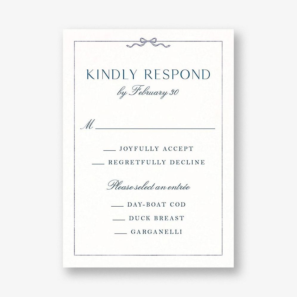 Bow Border Blue Response Card