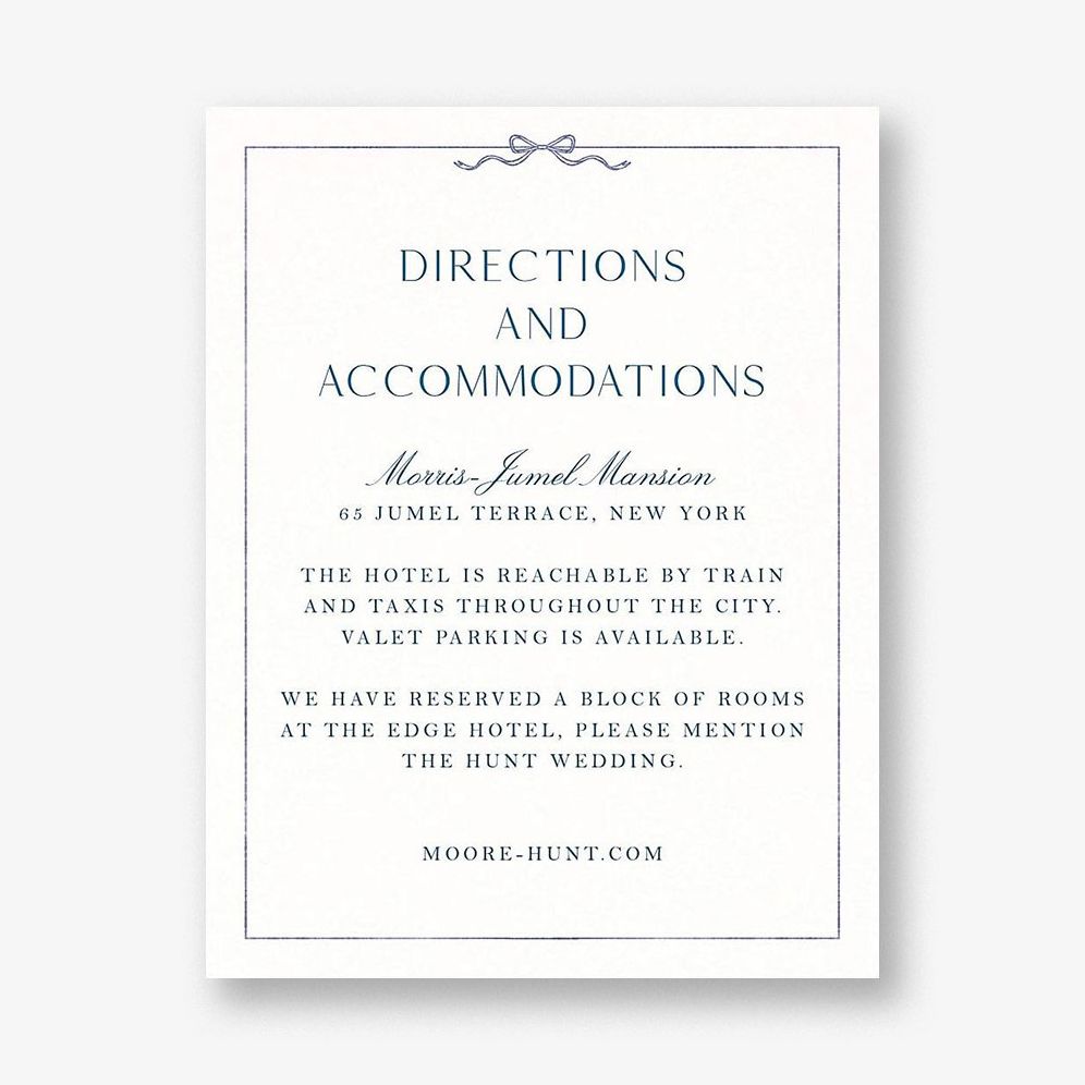 Bow Border Blue Information Card