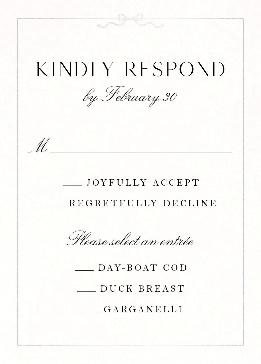 Bow Border Foil Response Card