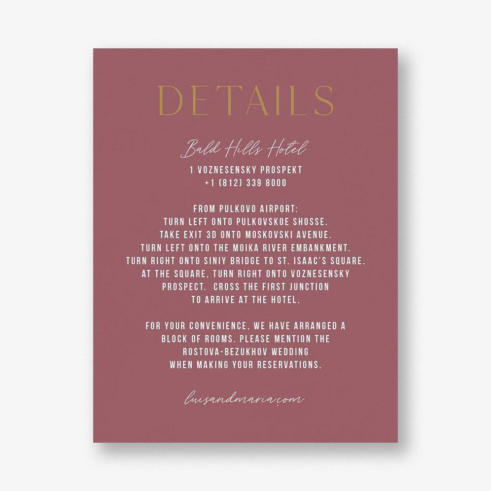 Simply Us Mauve Information Card