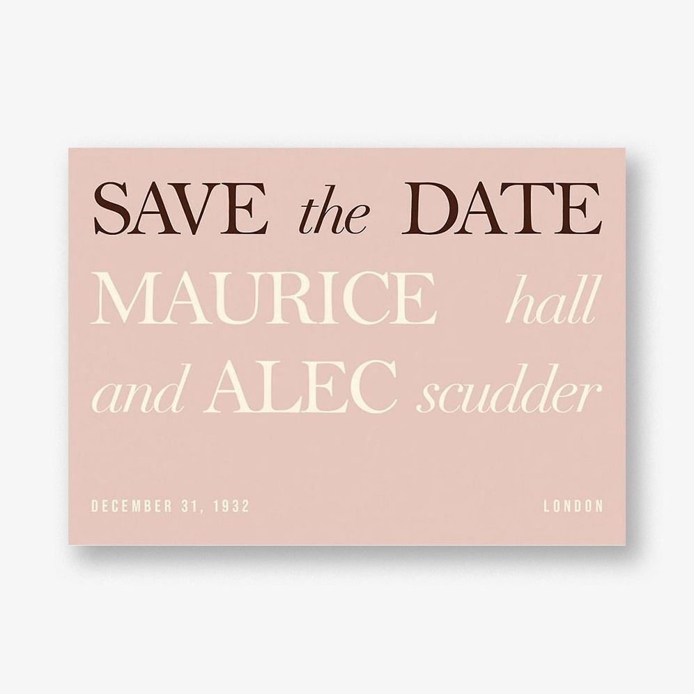 In Writing Pink Save the Date Card