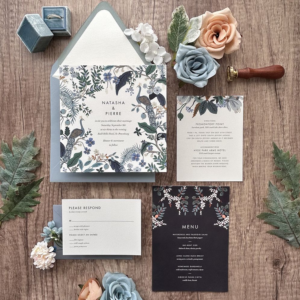 Peacock Frame Wedding Invitation