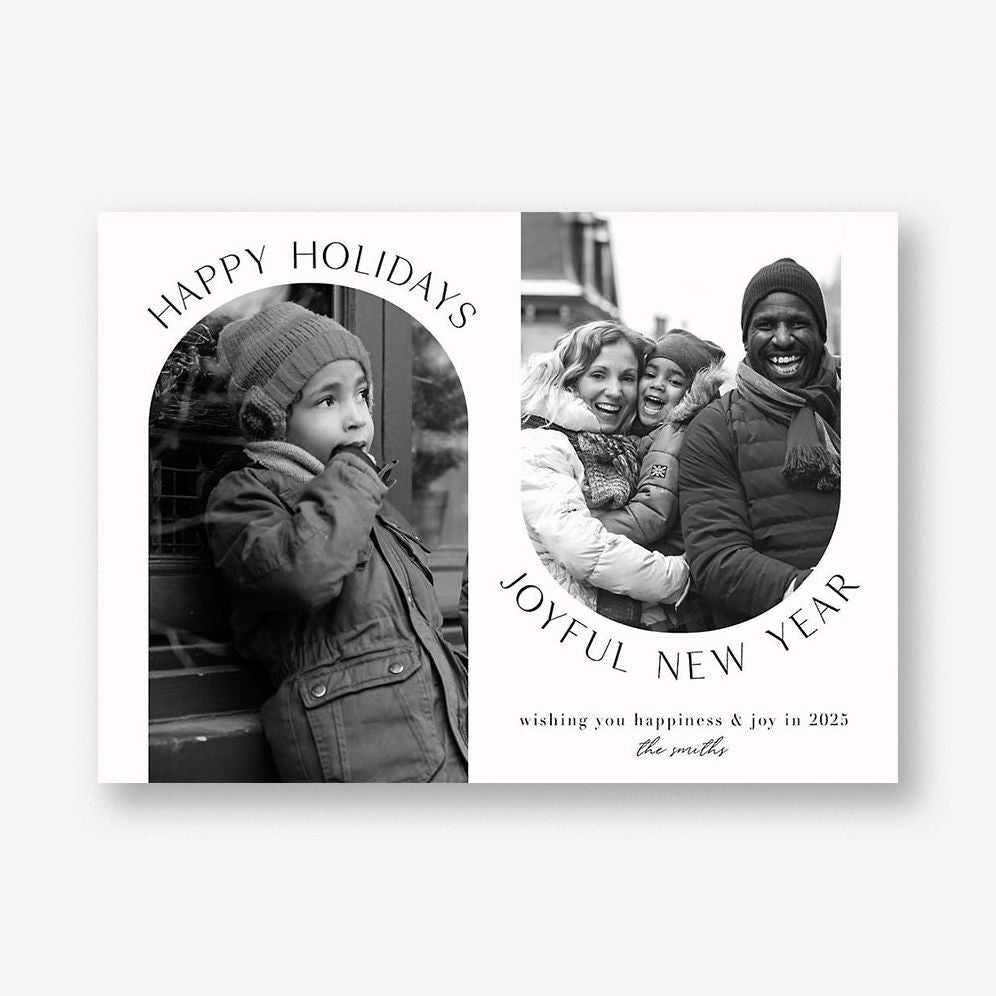 Joyful New Year Double Arched Photo Card