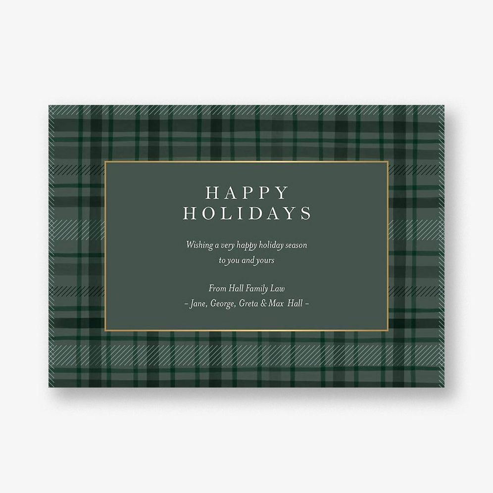 Tartan Foil Border Holiday Card