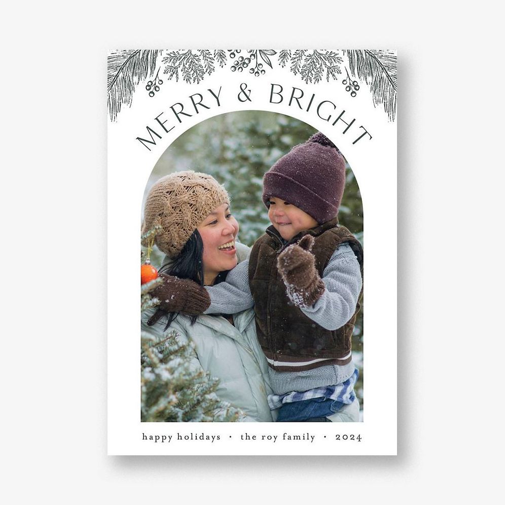 Evergreen Garland Arch Holiday Photo Card