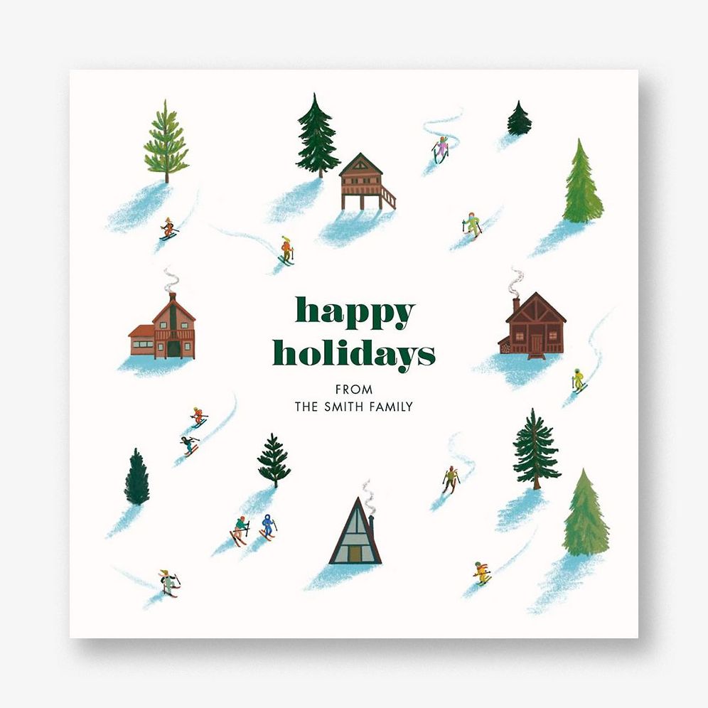 Cabin Skiers Holiday Card