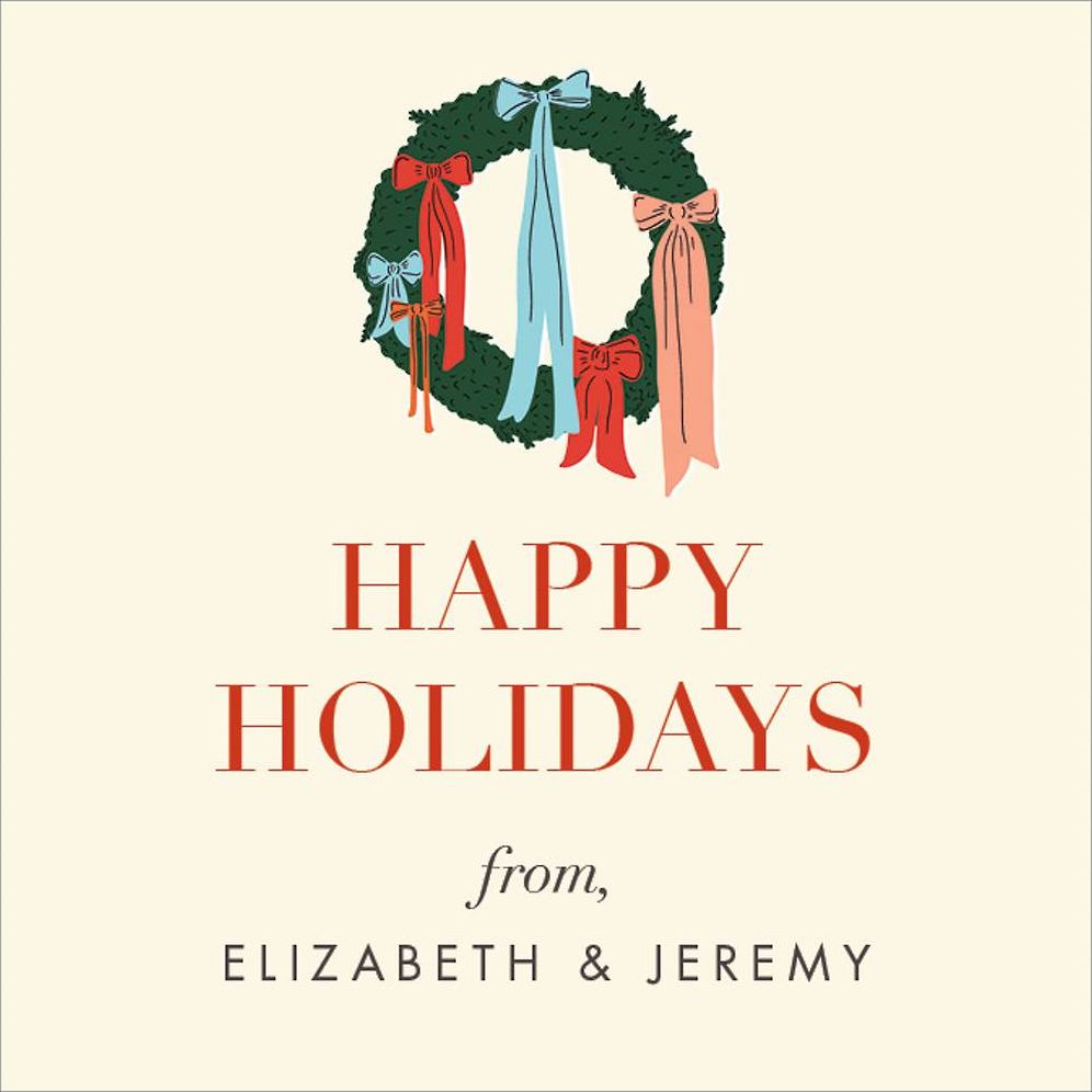 Ribbons and Bows Wreath Holiday Gift Tag Label