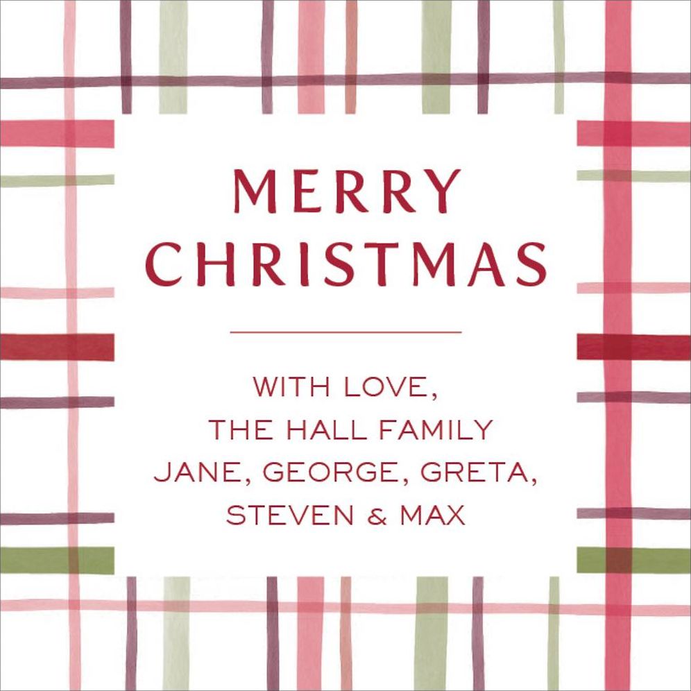 Cozy Watercolor Plaid Holiday Gift Tag Label