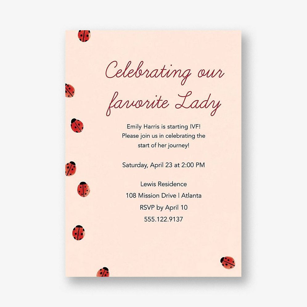 Ladybug IVF Celebration Invitation