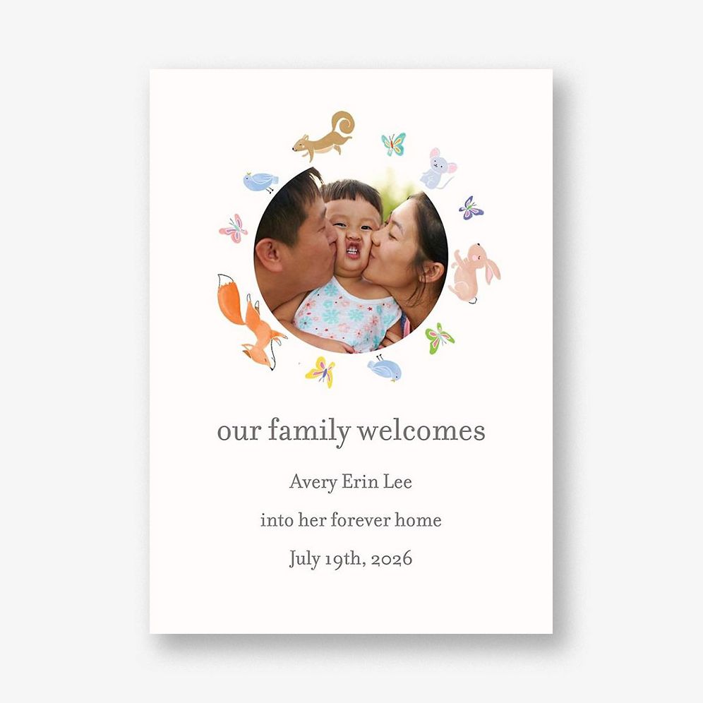 Baby Animal Photo Adoption Announcement