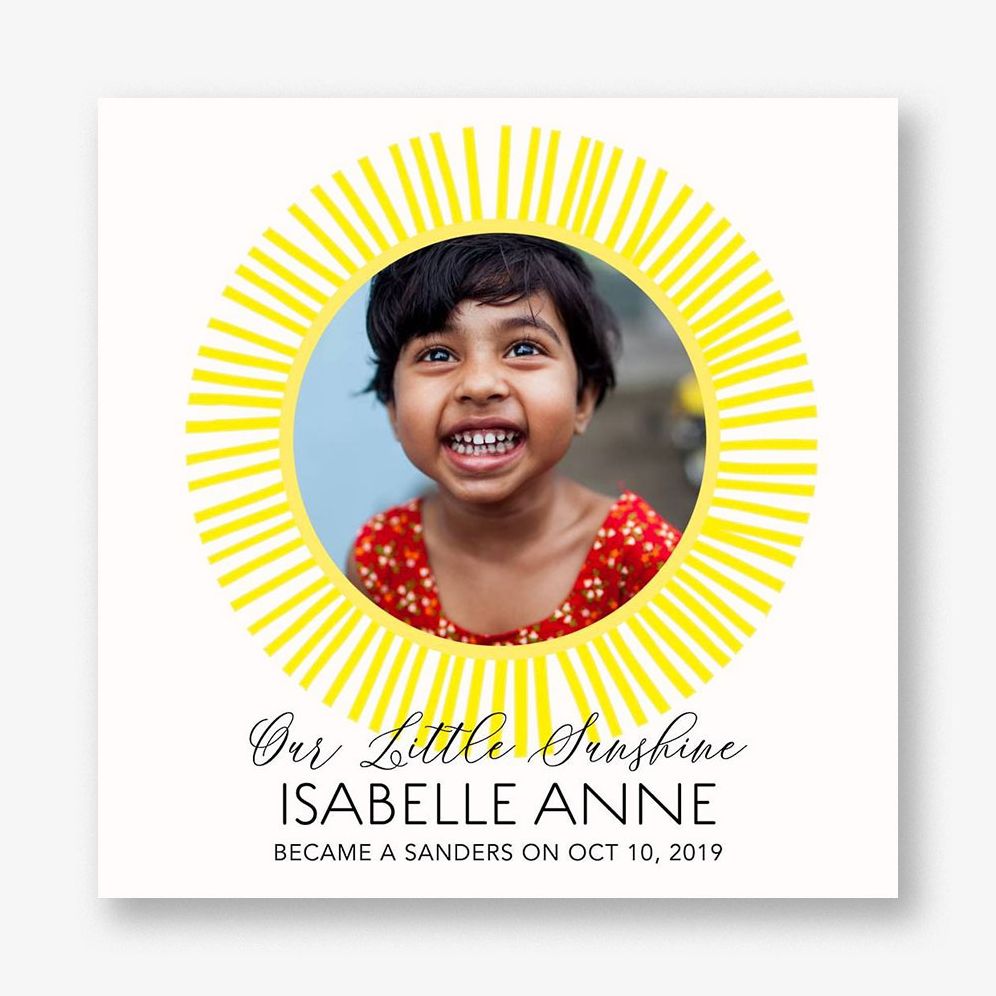 Bright Sunshine Frame Photo Adoption Announcement