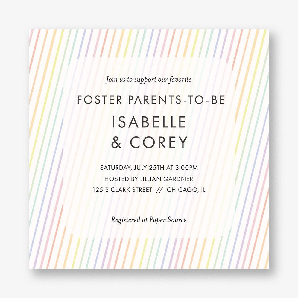 Rainbow Stripe Foster Shower Invitation