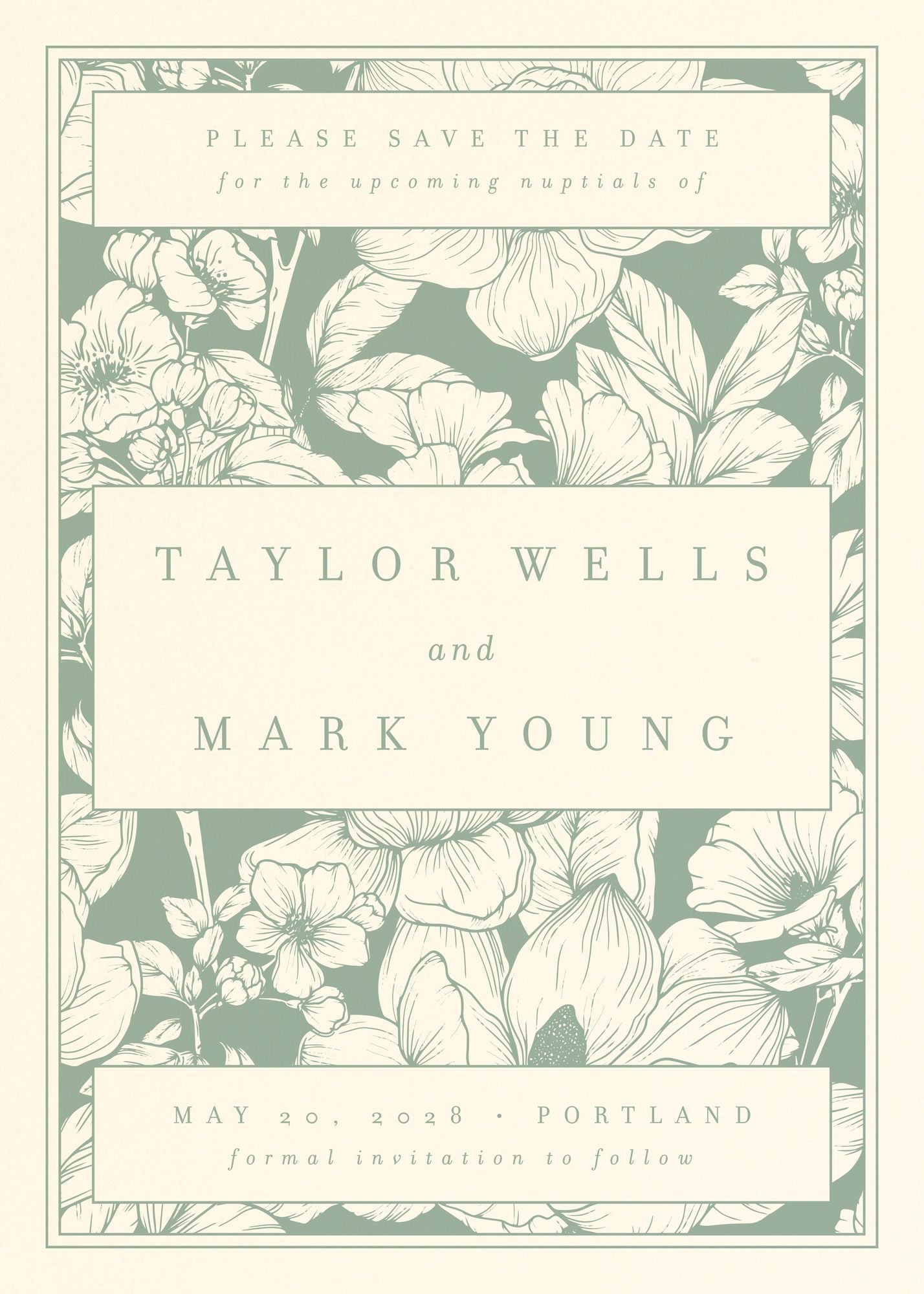 Vintage Floral Book Cover Save the Date