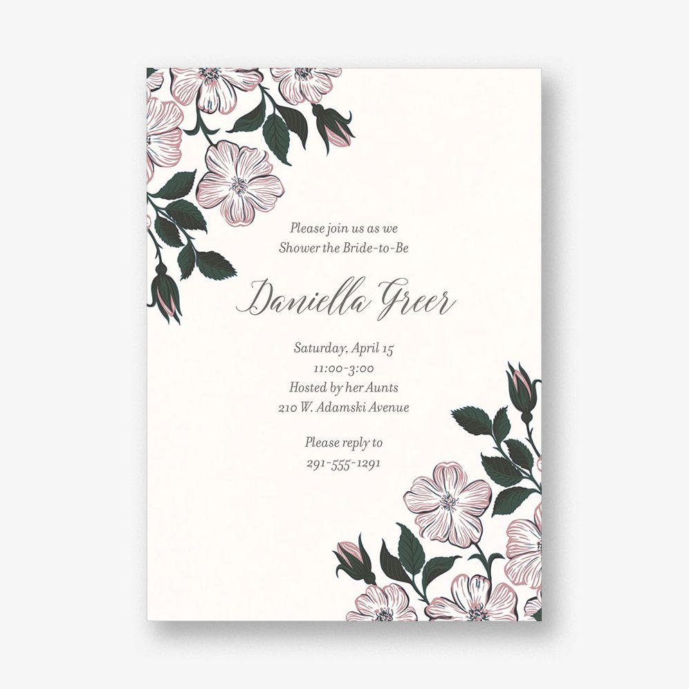 Dogwood Bunch Bridal Shower Invitation