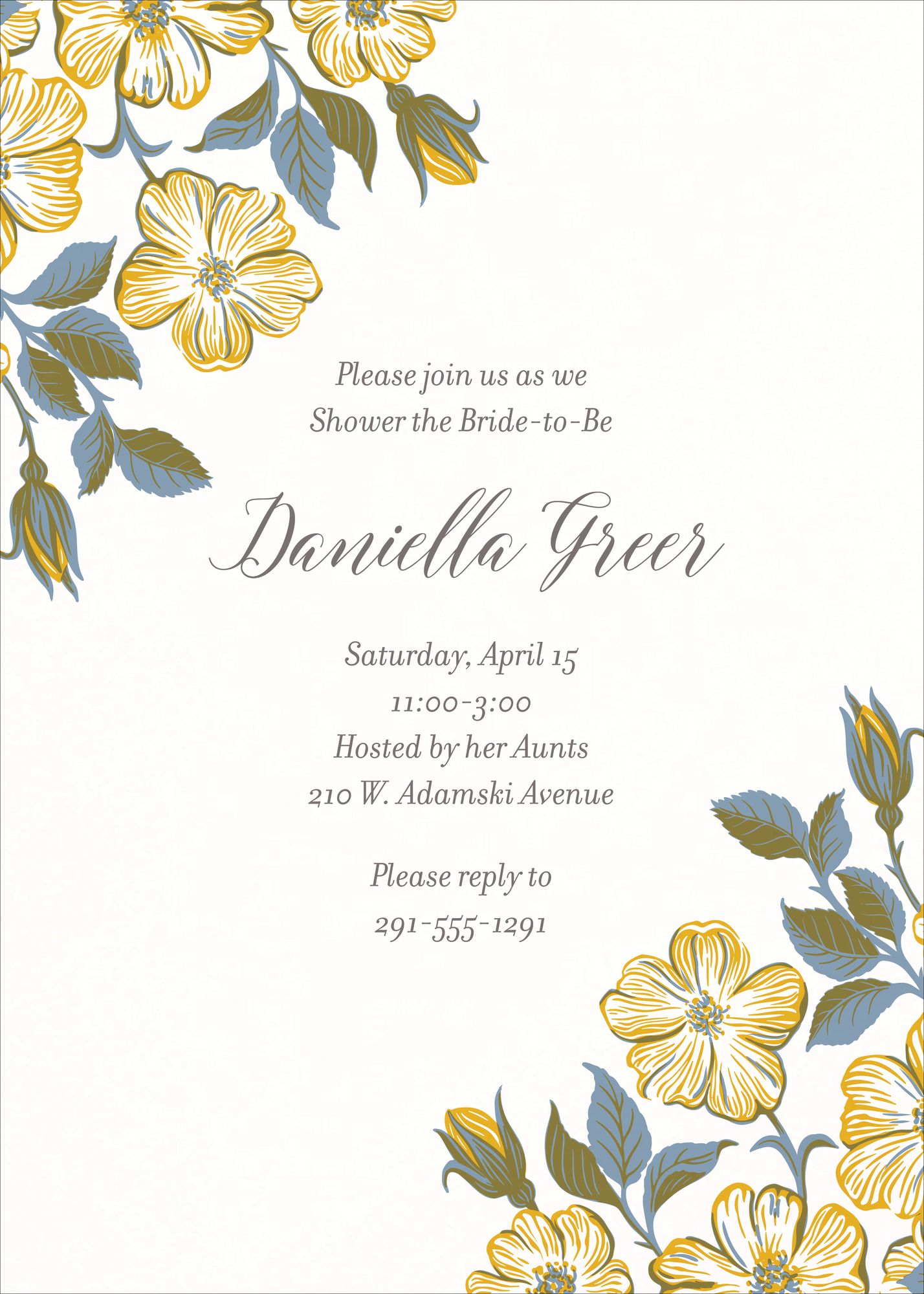 Dogwood Bunch Bridal Shower Invitation