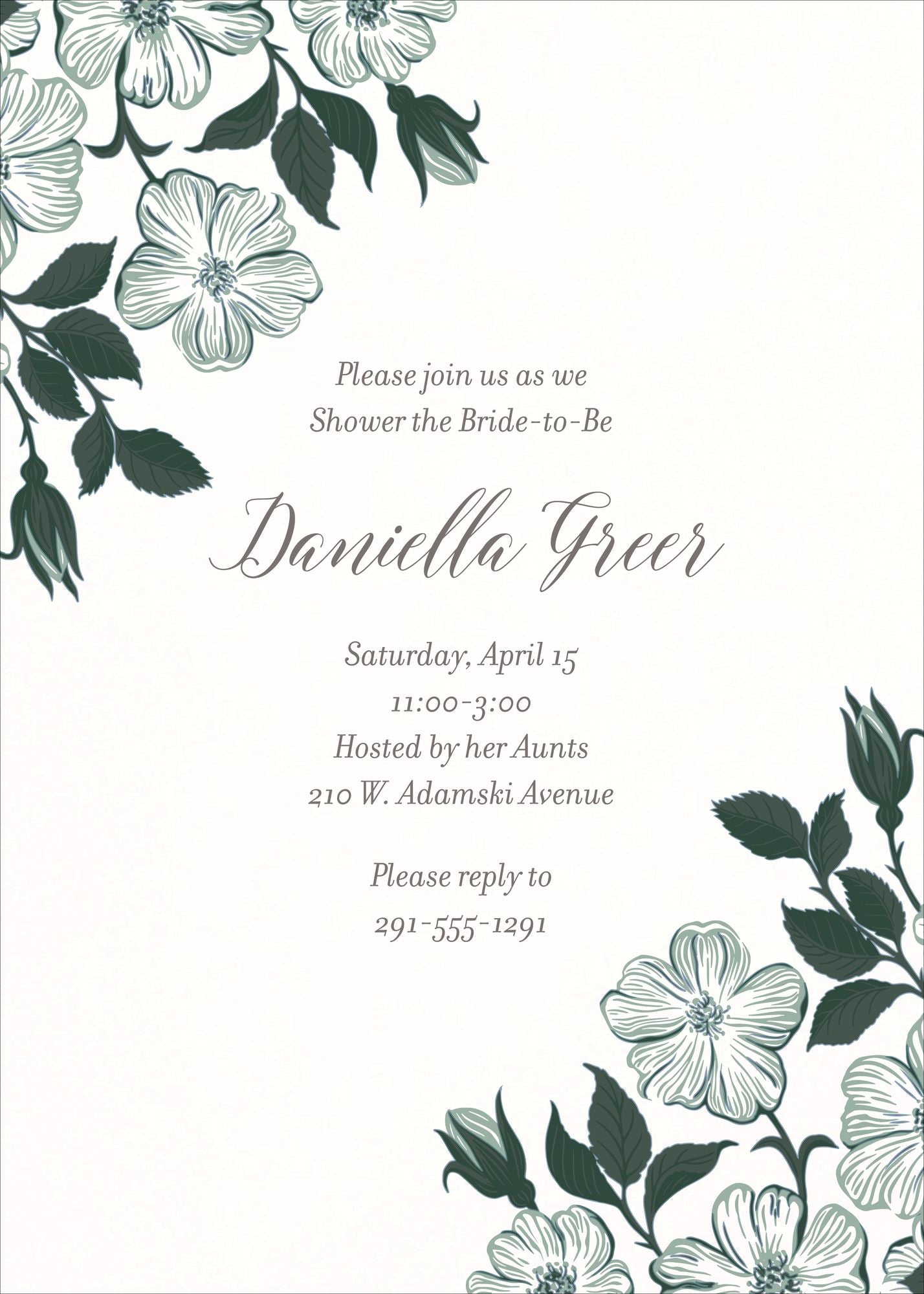 Dogwood Bunch Bridal Shower Invitation