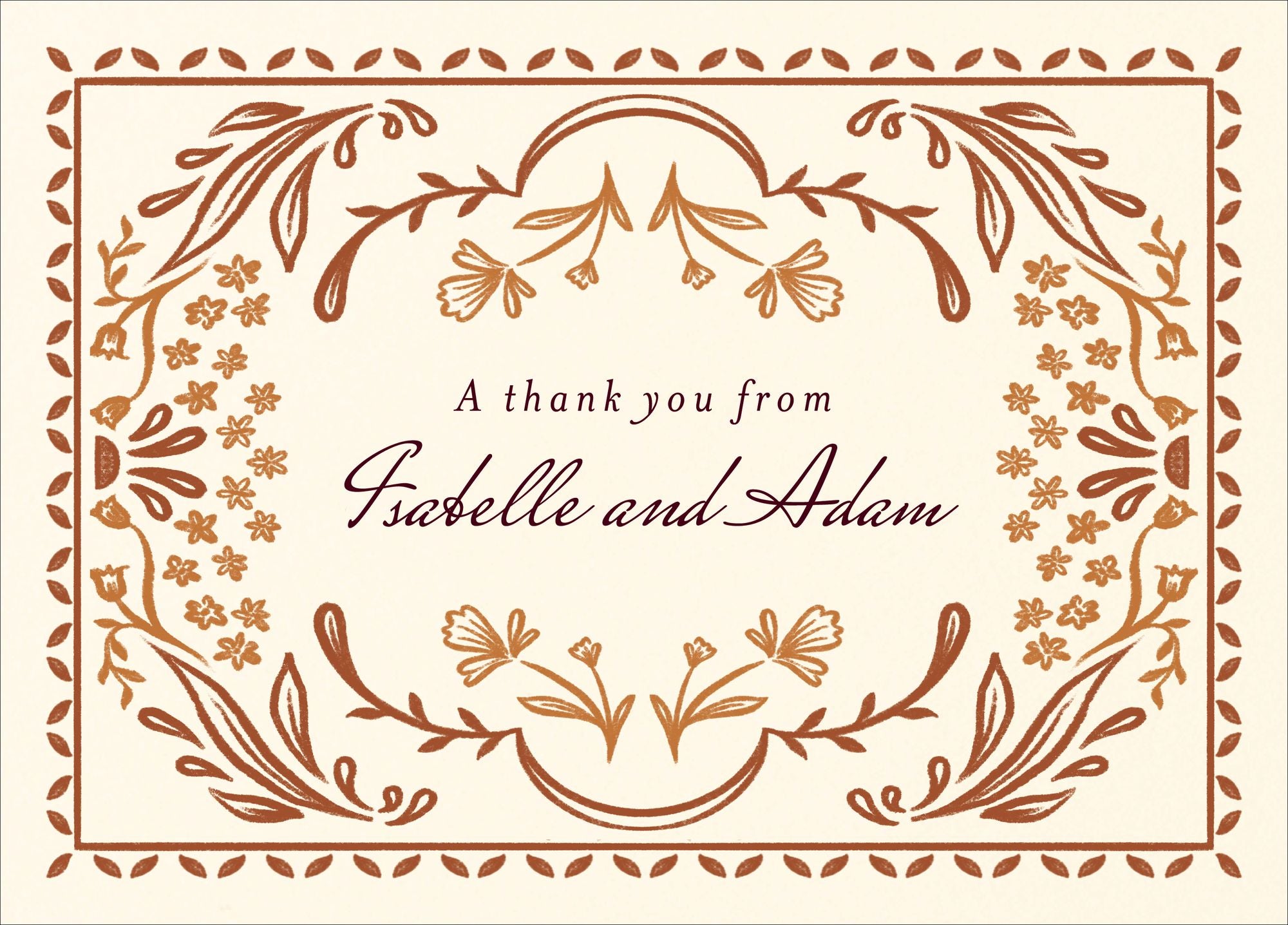 Ornamental Autumn Thank You Card