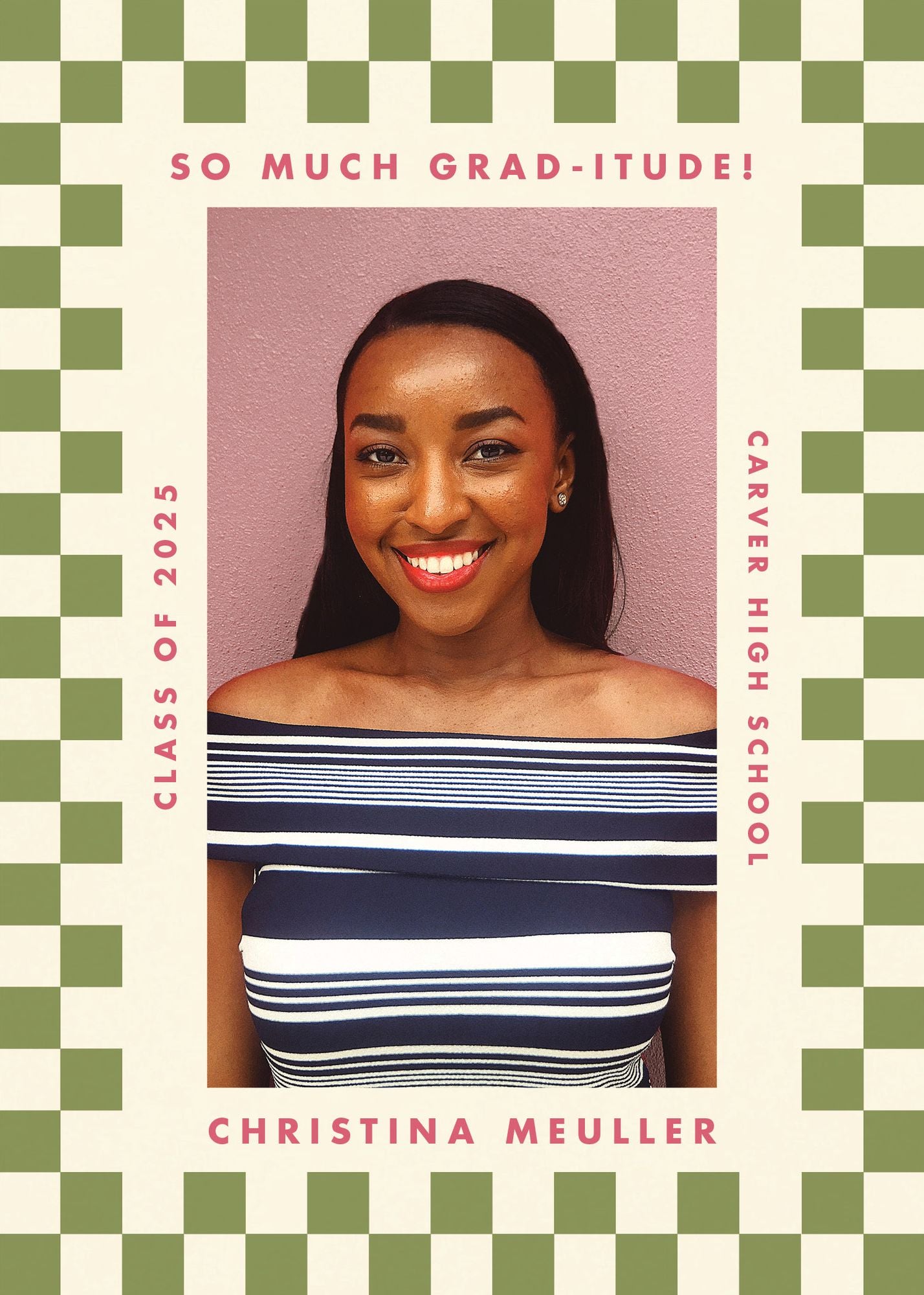 Checkered Frame Photo Graduation Announcement