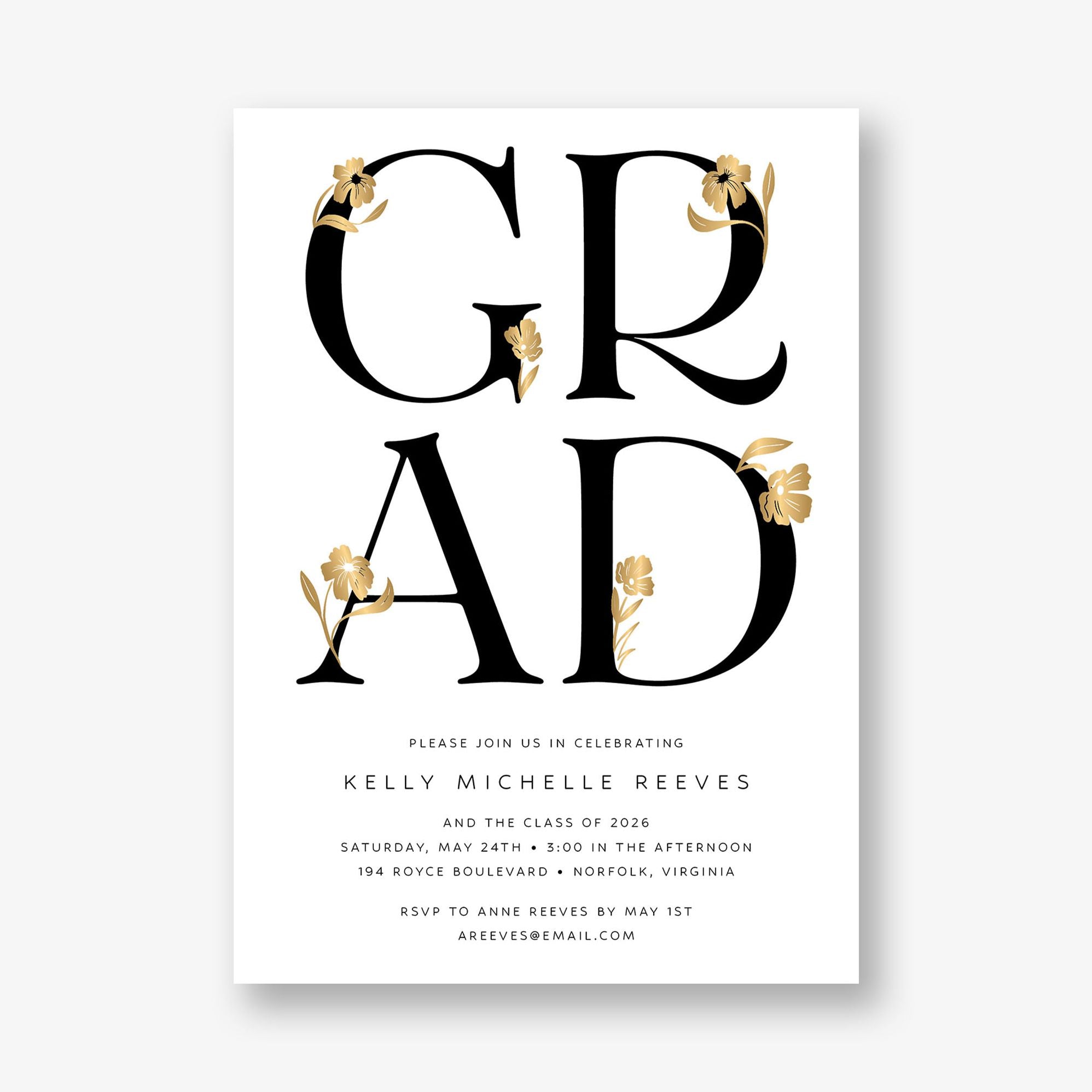 Les Fleurs Foil Graduation Announcement