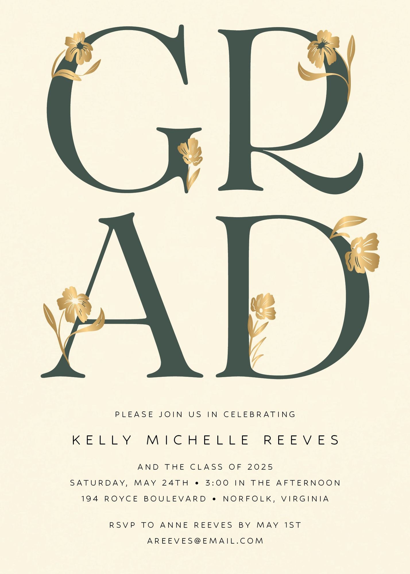 Les Fleurs Foil Graduation Announcement