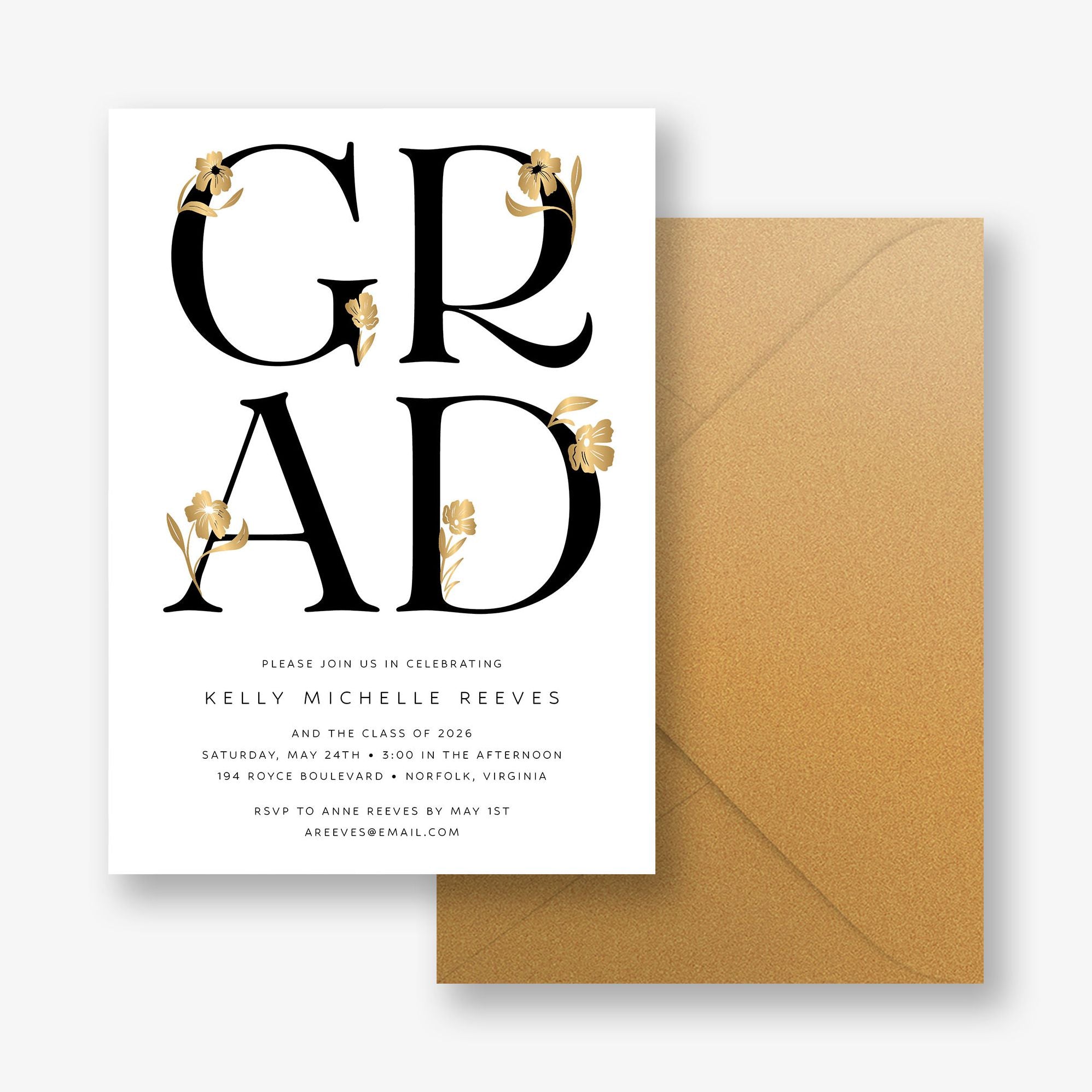 Les Fleurs Foil Graduation Announcement