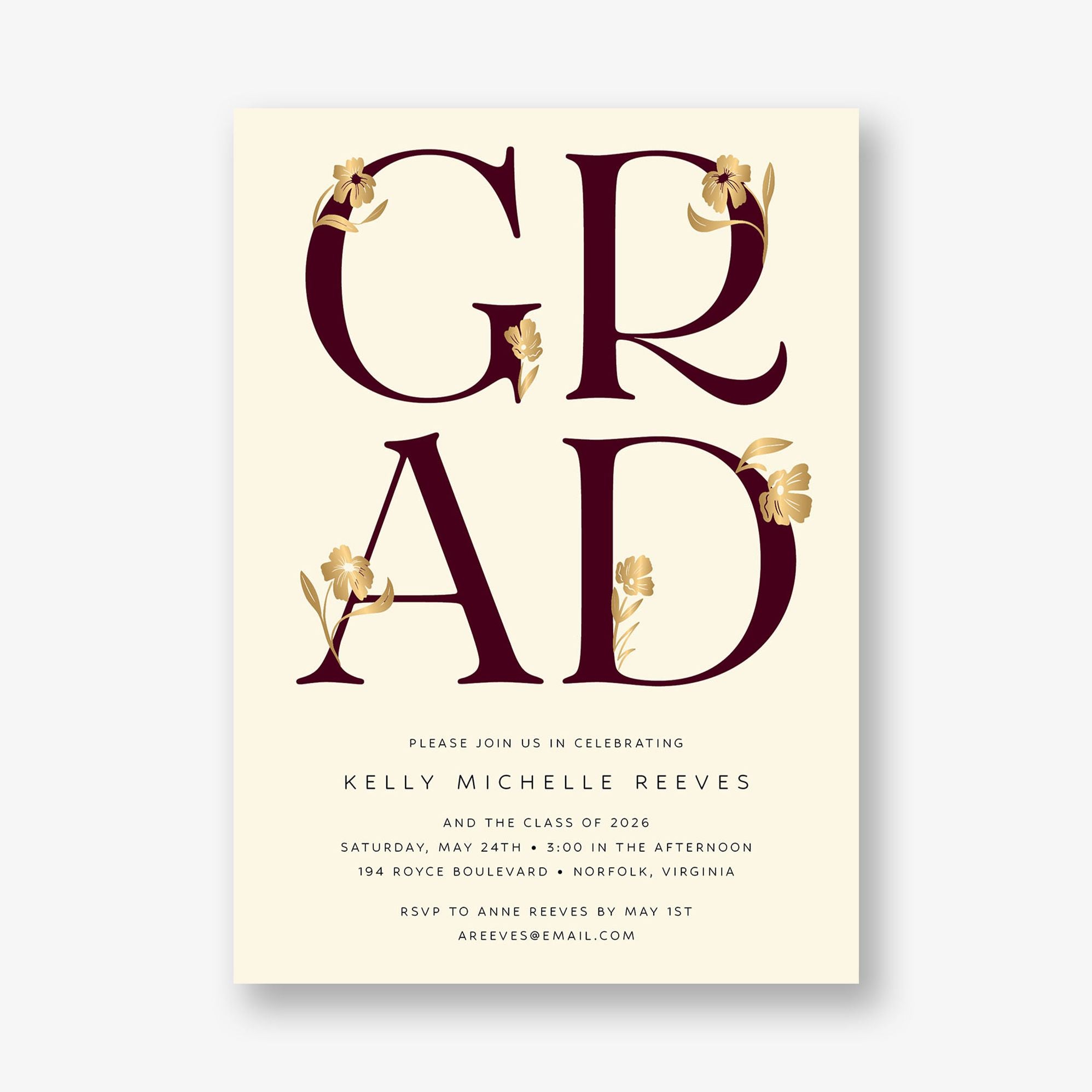 Les Fleurs Foil Graduation Announcement
