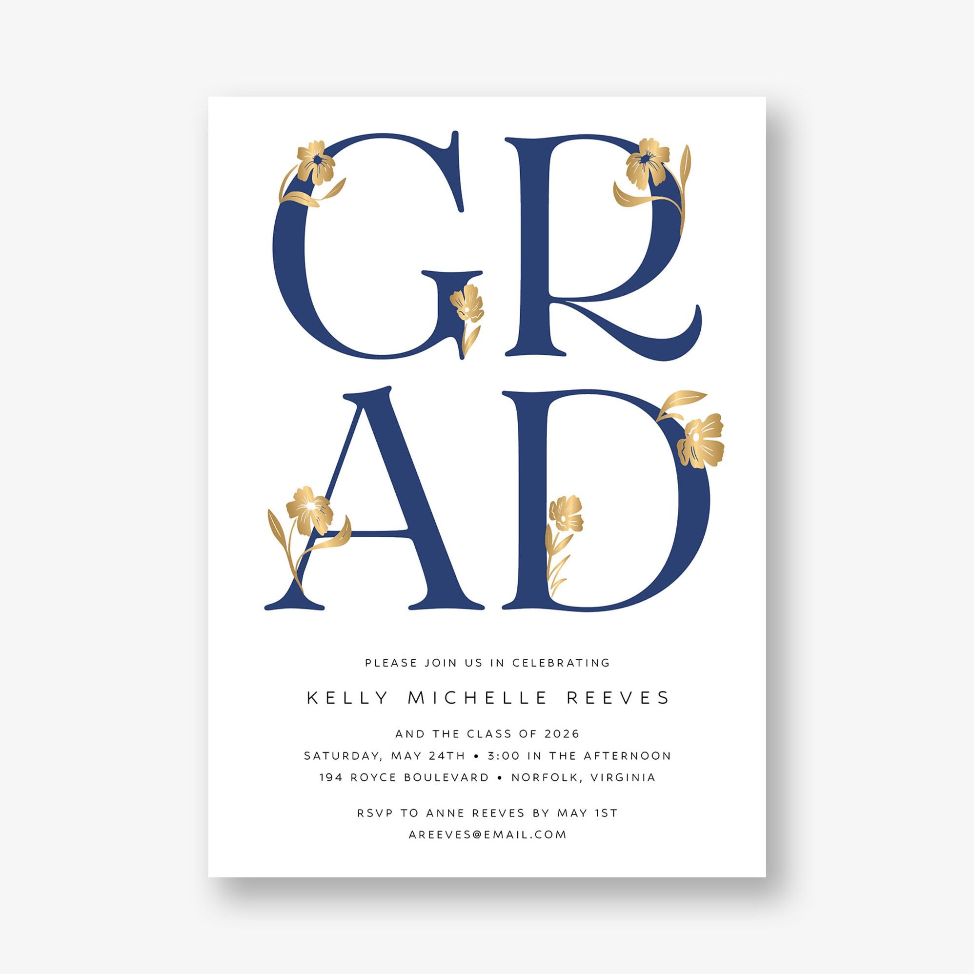 Les Fleurs Foil Graduation Announcement
