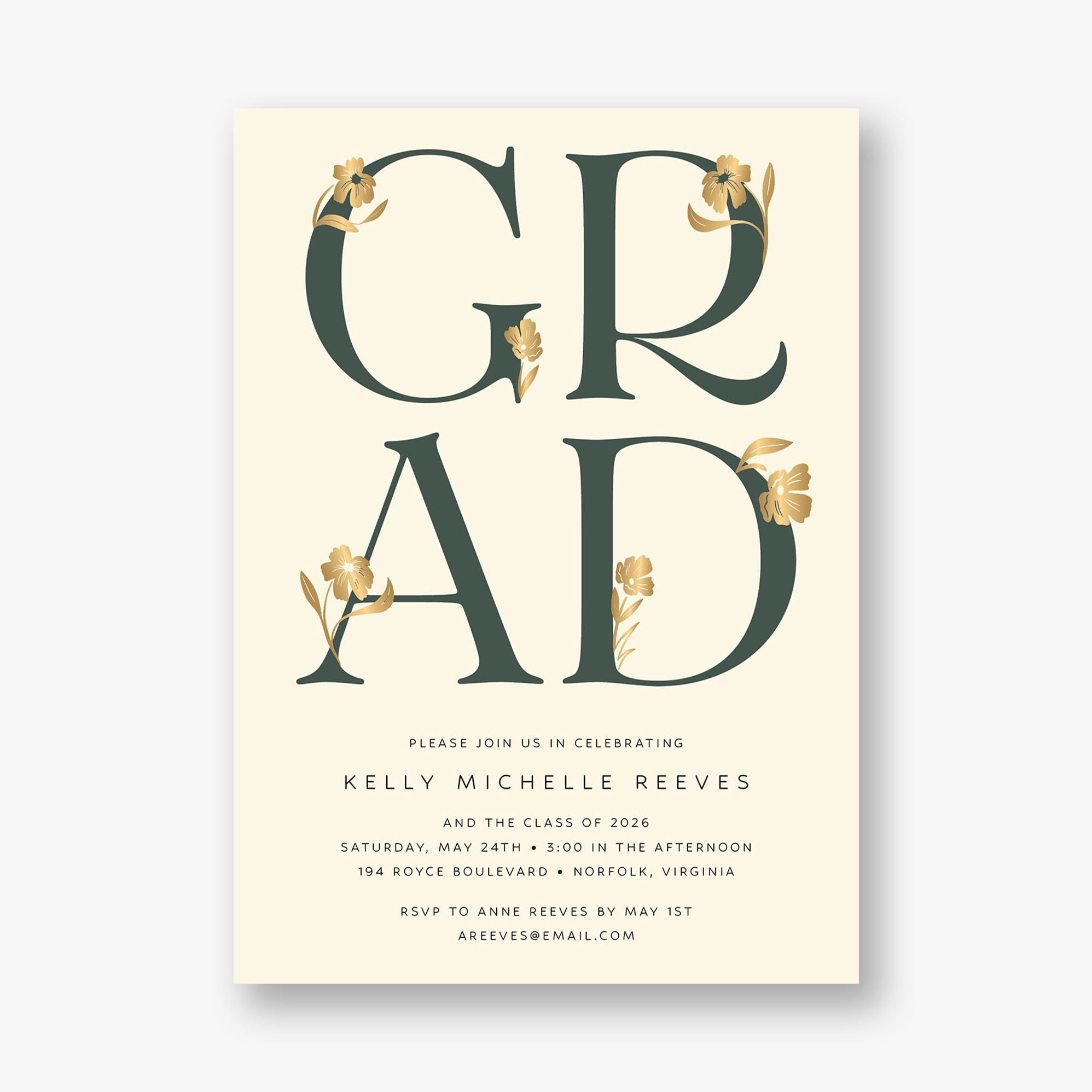Les Fleurs Foil Graduation Announcement